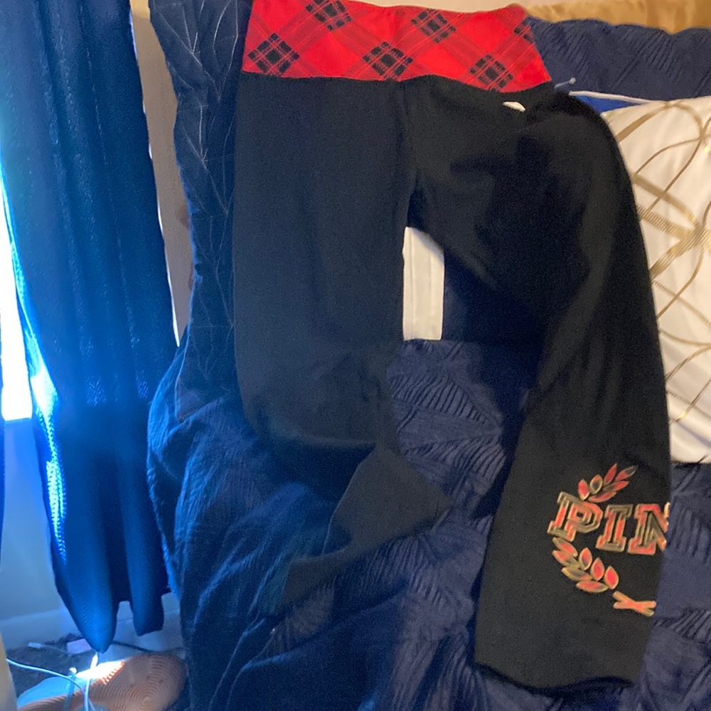 New black leggings with red and black waist